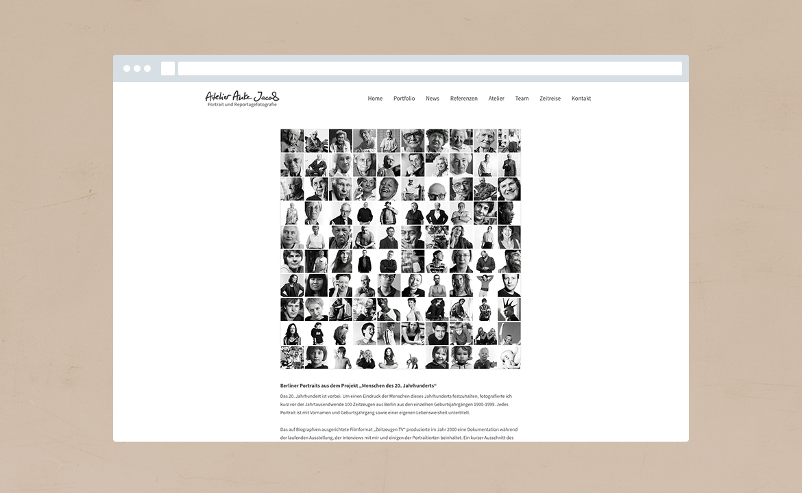 Webdesign und Neugestaltung der Geschäftsausstattung für Atelier Anke Jacob
