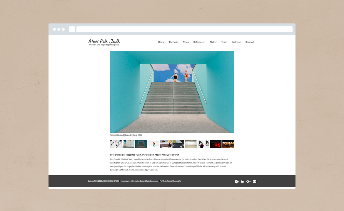 Webdesign und Neugestaltung der Geschäftsausstattung für Atelier Anke Jacob