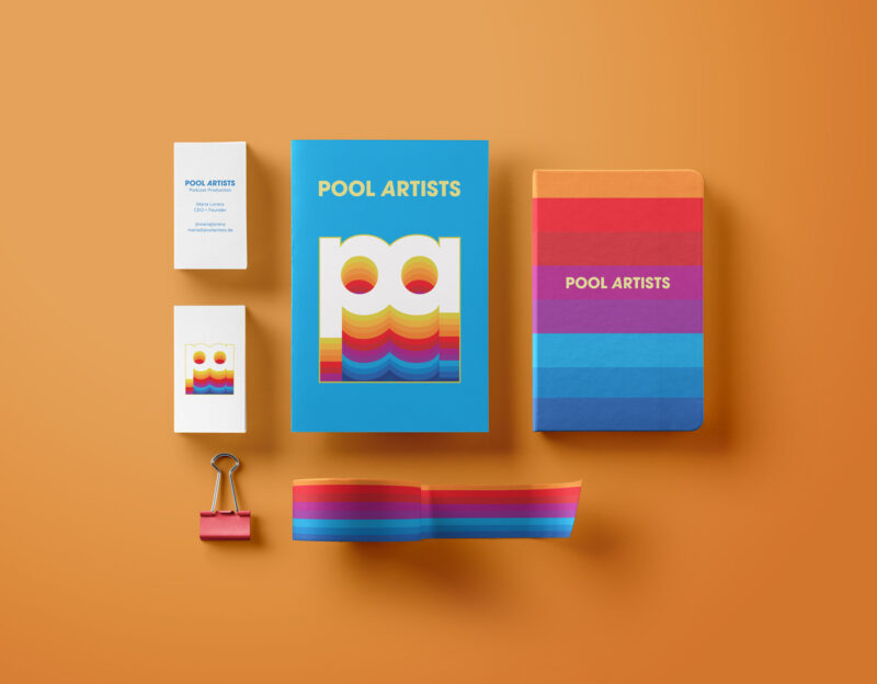 Geschäftsausstattung für die Firma Pool Artists gestaltet von Ossig Design aus Berlin.